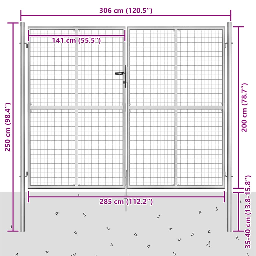 havelåge galvaniseret stål 306x200 cm sølv