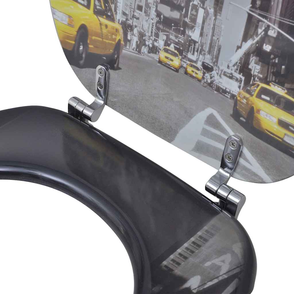 toiletsæder med låg 2 stk. New York-design MDF