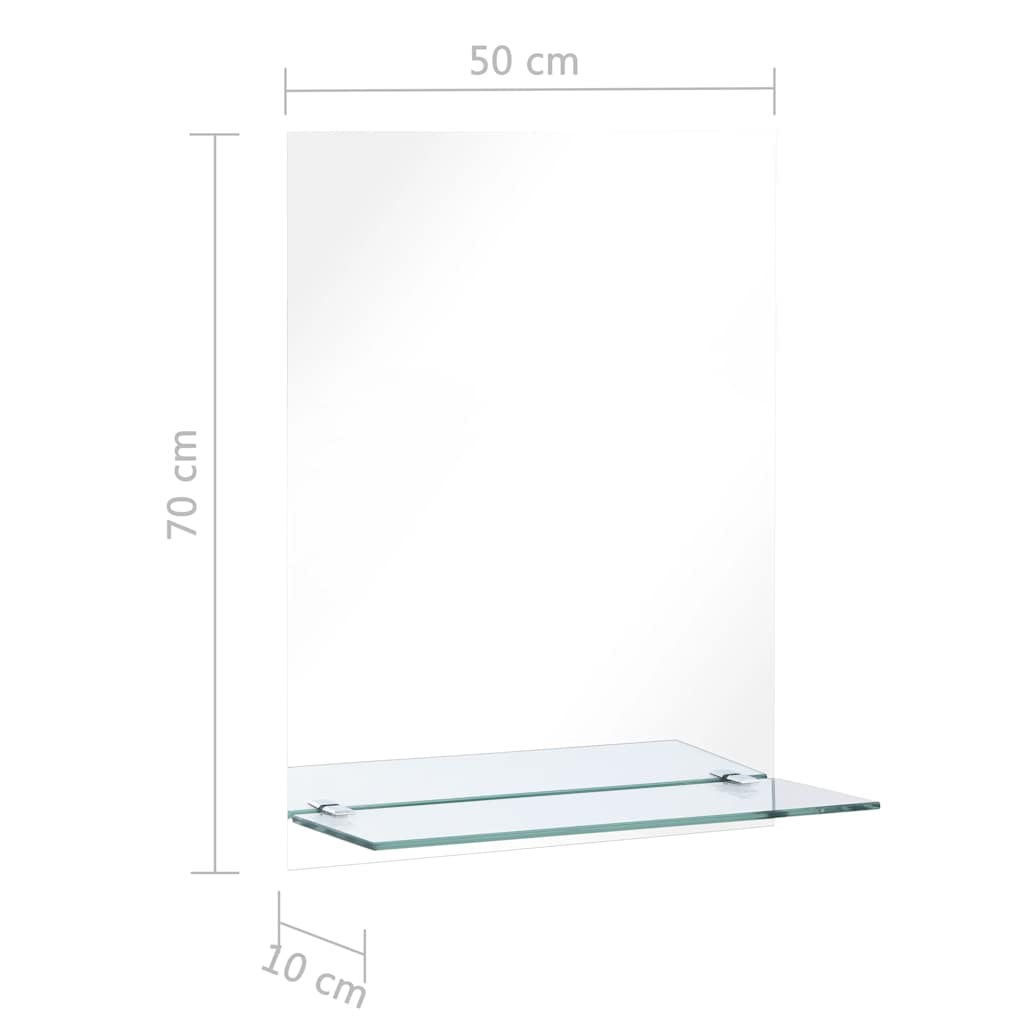 vægspejl med hylde 50x70 cm hærdet glas