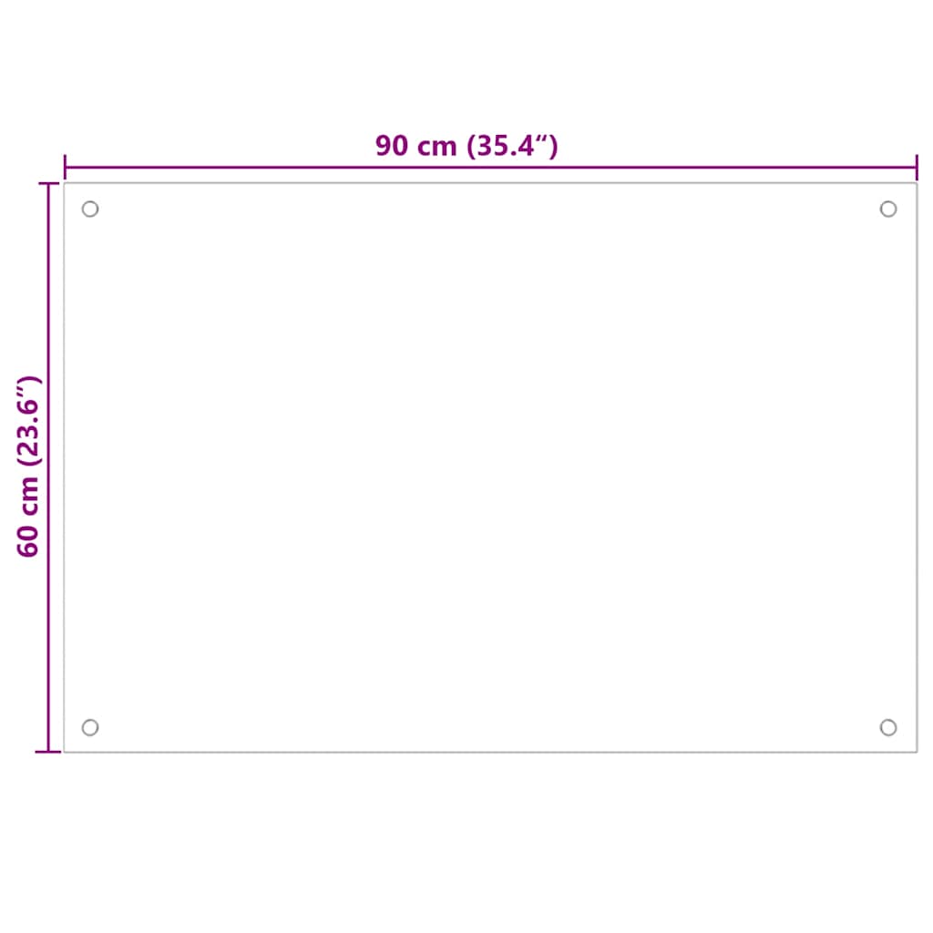 stænkplade 90x60 cm hærdet glas gennemsigtig