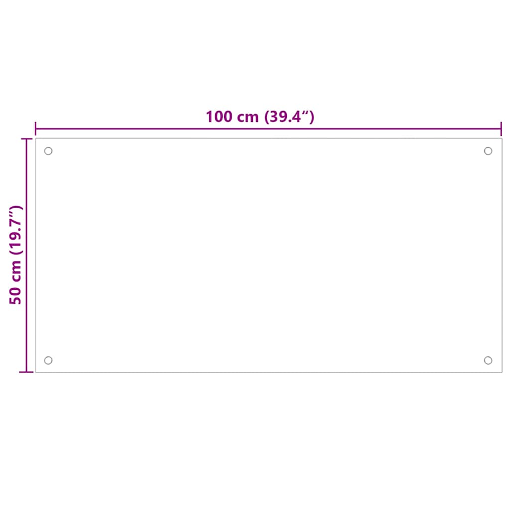 stænkplade 100x50 cm hærdet glas gennemsigtig