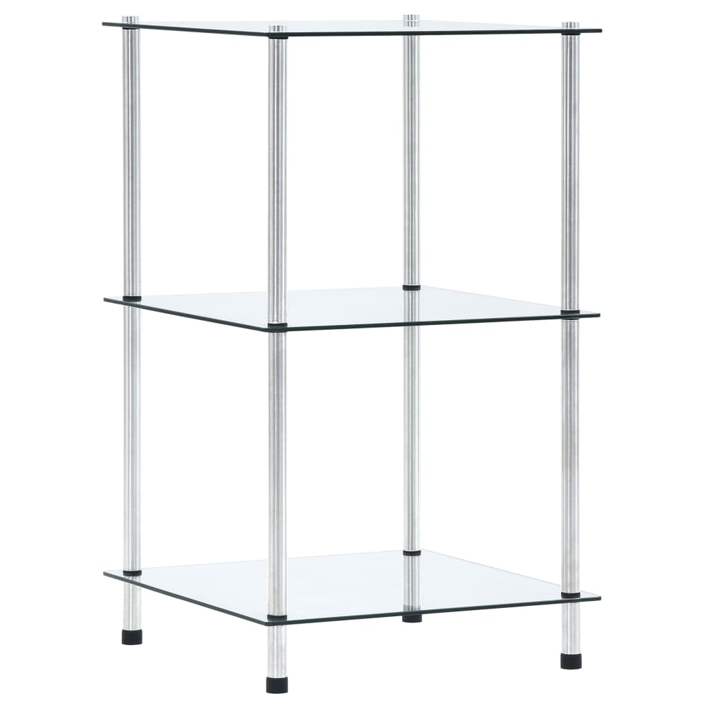 reol 3 hylder 40x40x67 cm hærdet glas transparent