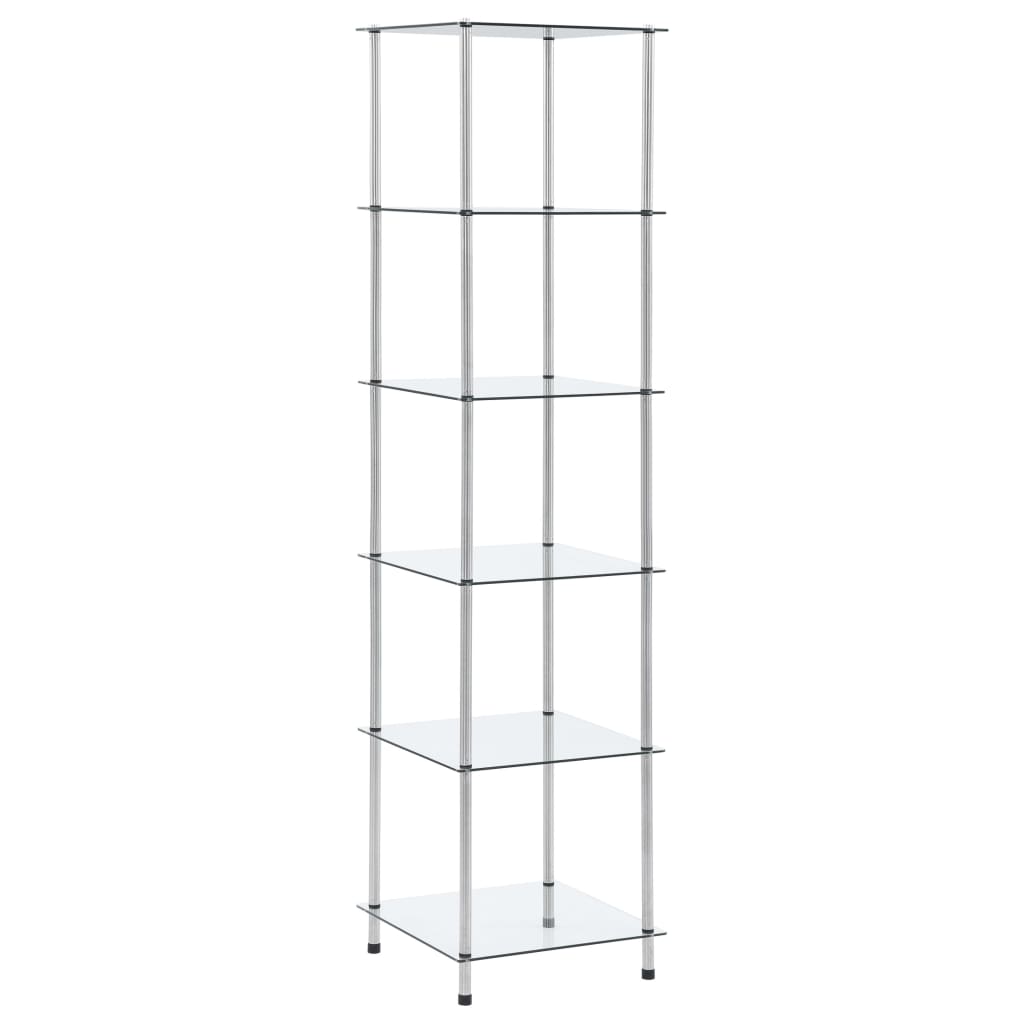 reol 6 hylder 40x40x160 cm hærdet glas transparent