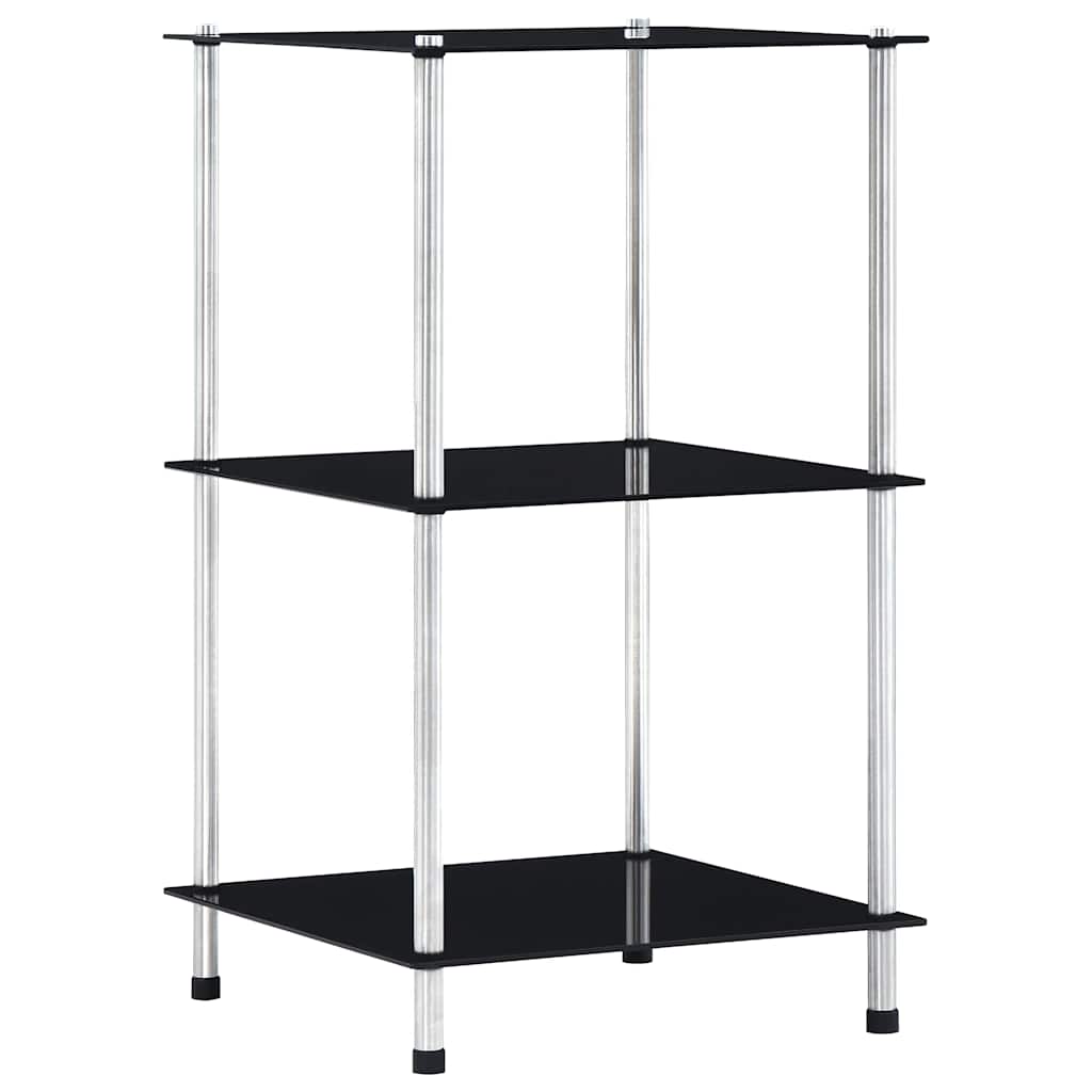 reol 3 hylder 40x40x67 cm hærdet glas sort