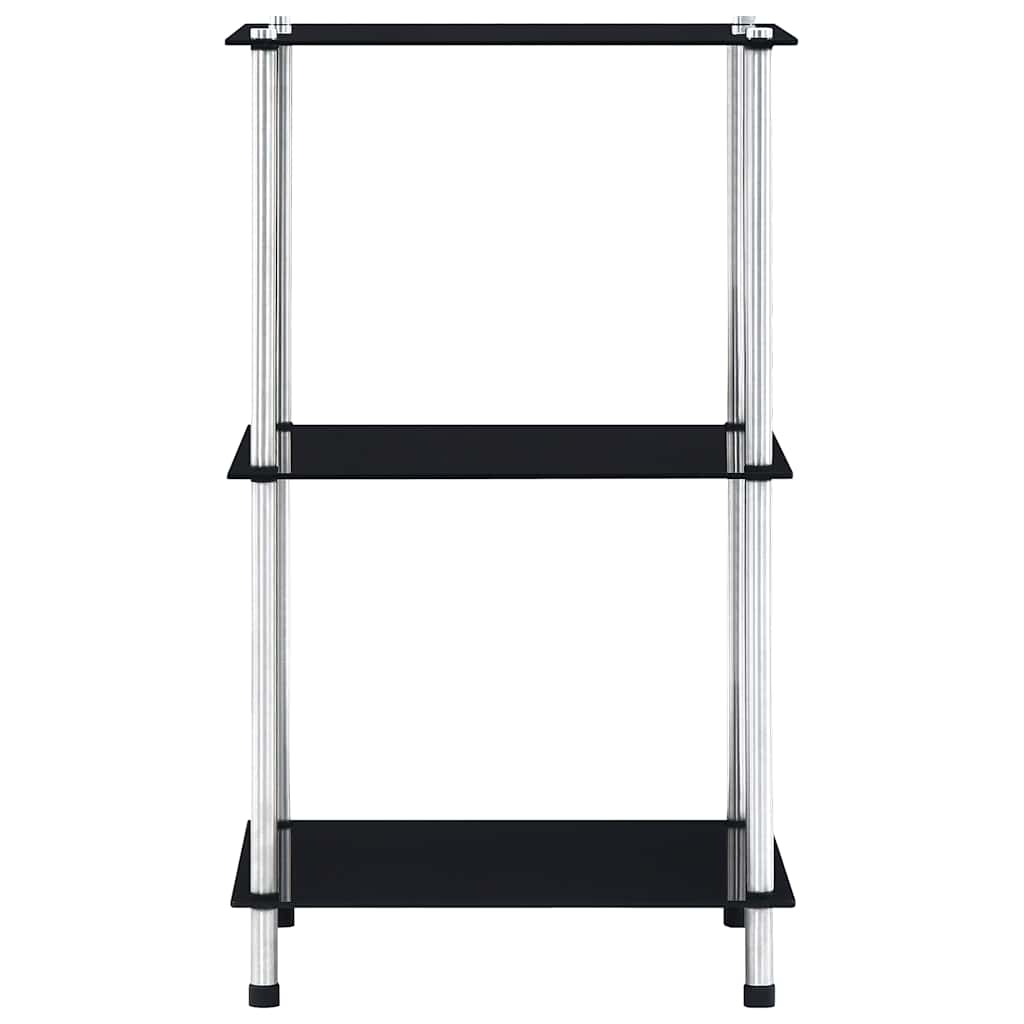 reol 3 hylder 40x40x67 cm hærdet glas sort