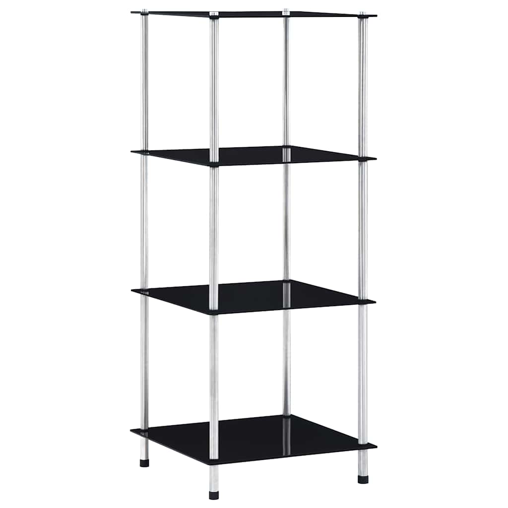 reol 4 hylder 40x40x100 cm hærdet glas sort