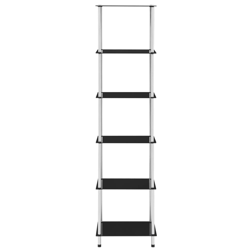 reol 6 hylder 40x40x160 hærdet glas sort