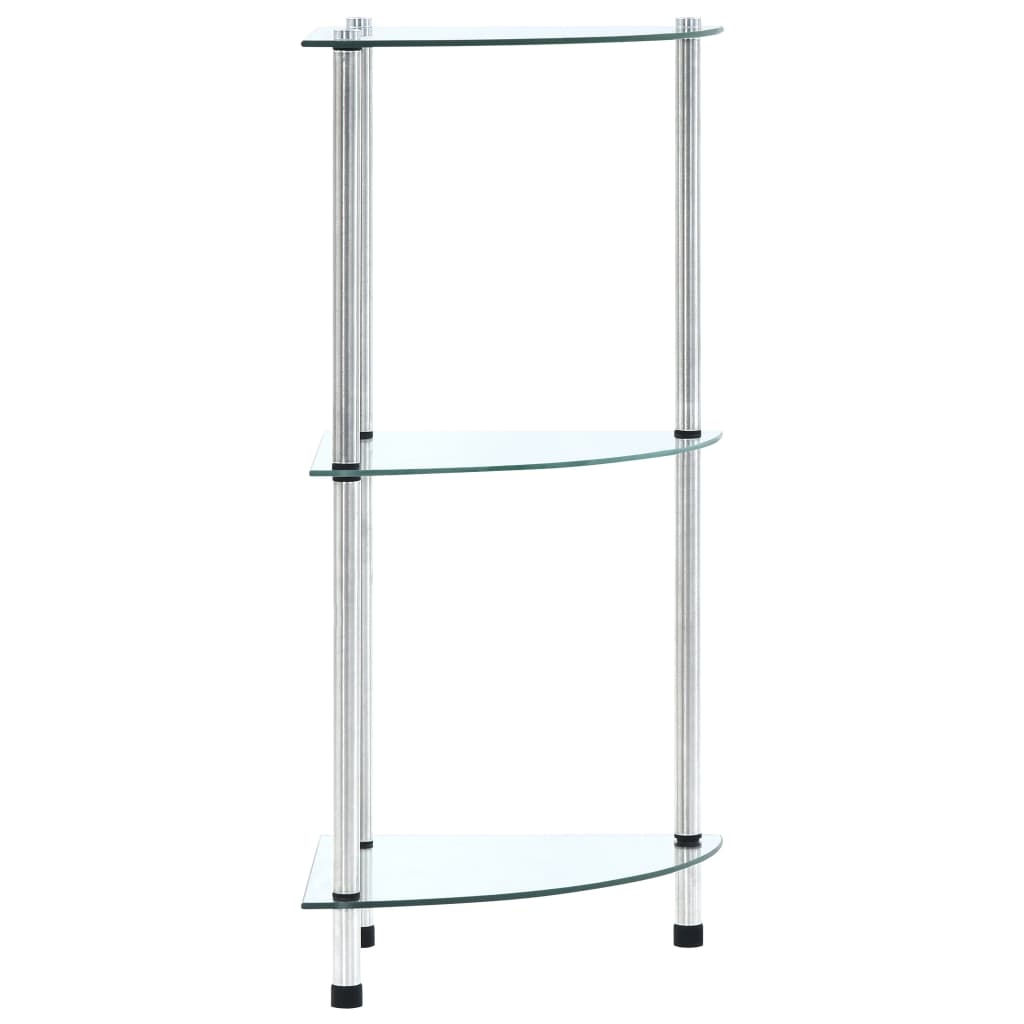 reol 3 hylder 30x30x67 hærdet glas transparent