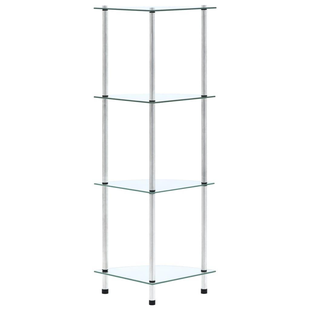 reol 4 hylder 30x30x100 cm hærdet glas transparent