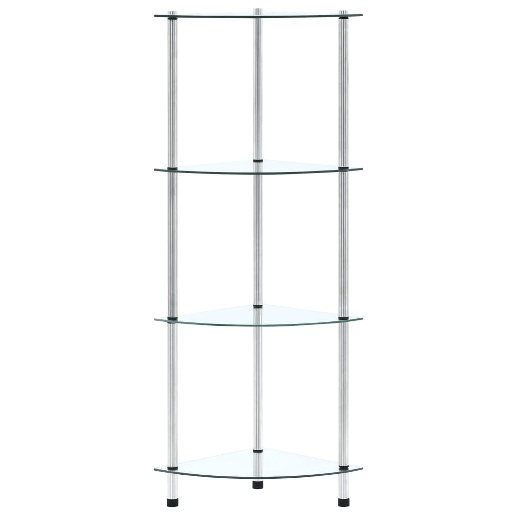 reol 4 hylder 30x30x100 cm hærdet glas transparent