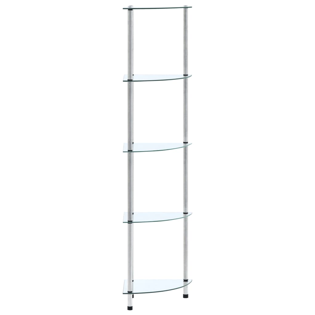 reol 5 hylder 30x30x130 hærdet glas transparent