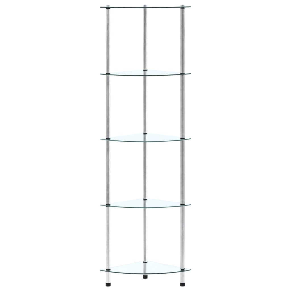 reol 5 hylder 30x30x130 hærdet glas transparent