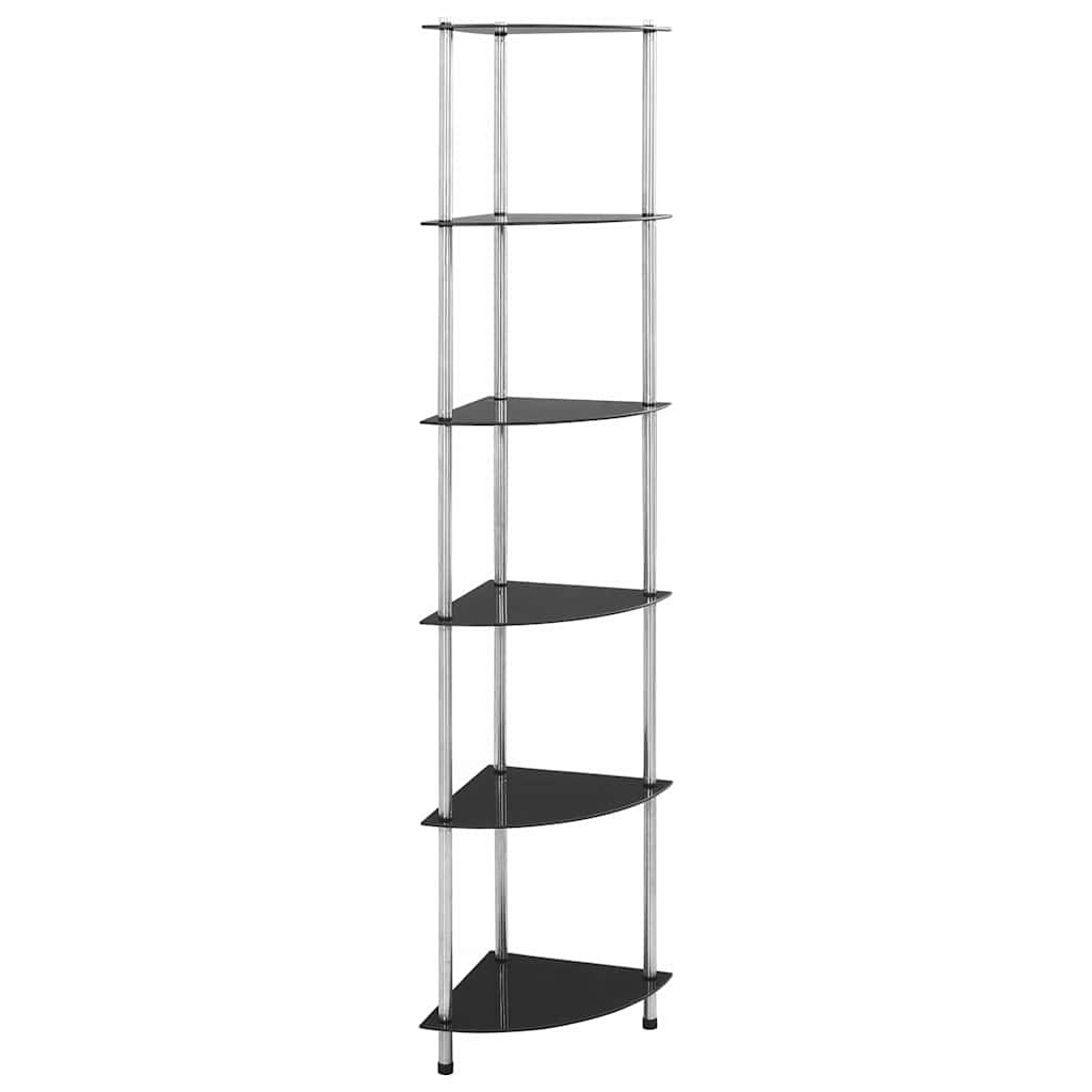 reol 6 hylder 30x30x160 cm hærdet glas sort