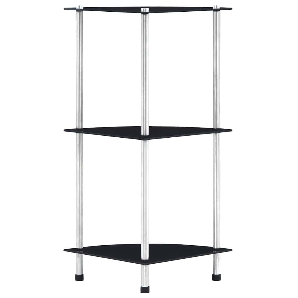 reol 3 hylder 30x30x67 cm hærdet glas sort