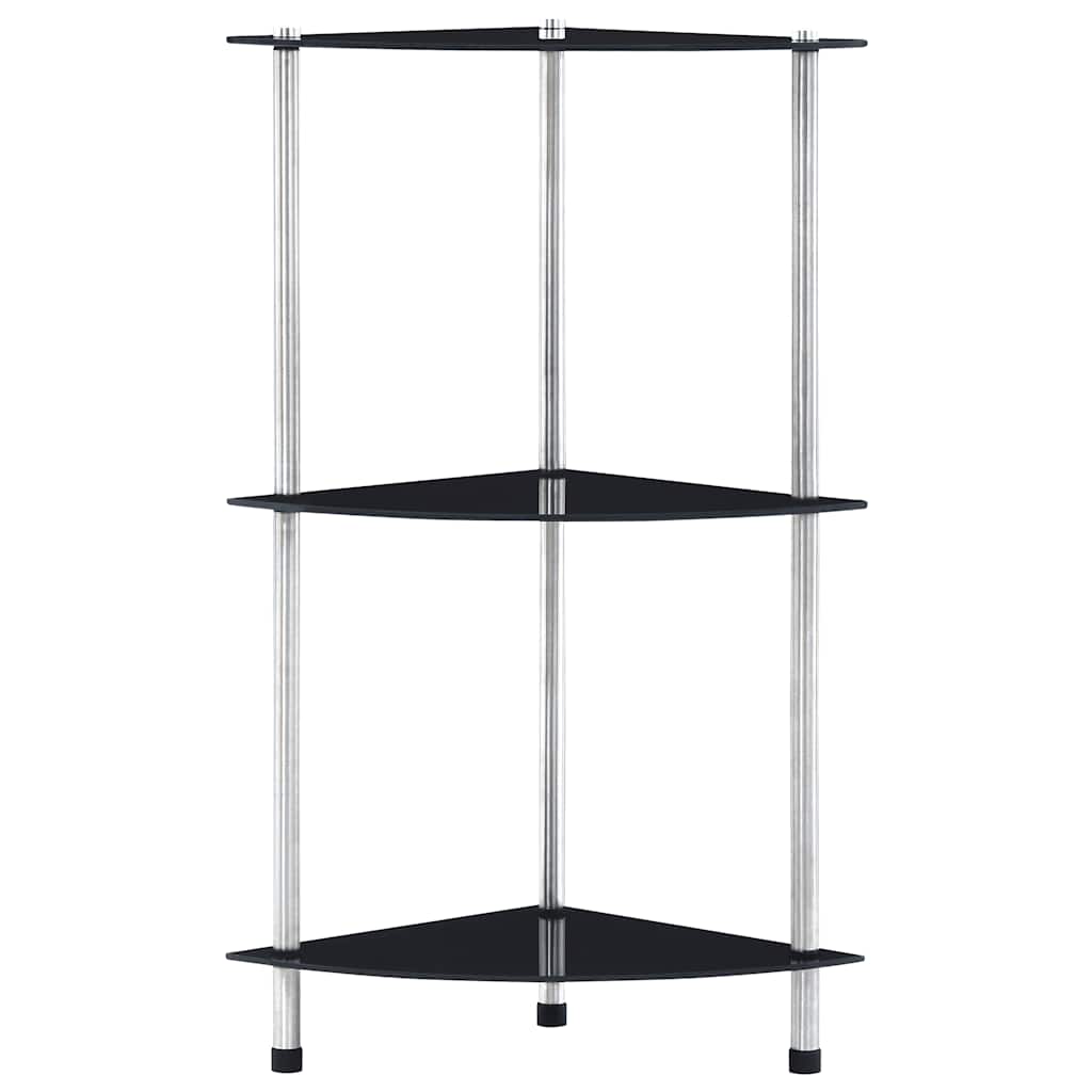 reol 3 hylder 30x30x67 cm hærdet glas sort