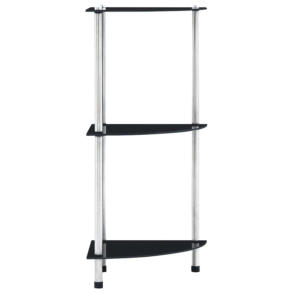 reol 3 hylder 30x30x67 cm hærdet glas sort