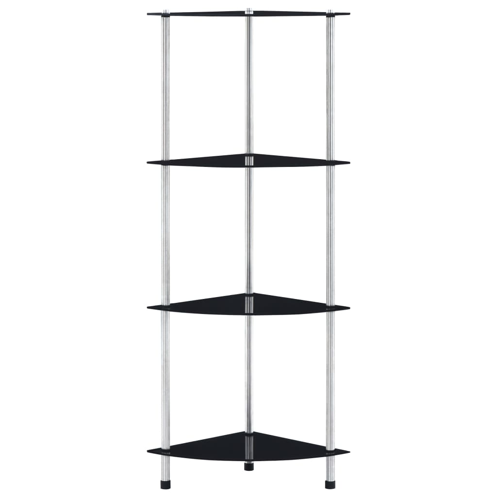 reol 4 hylder 30x30x100 cm hærdet glas sort