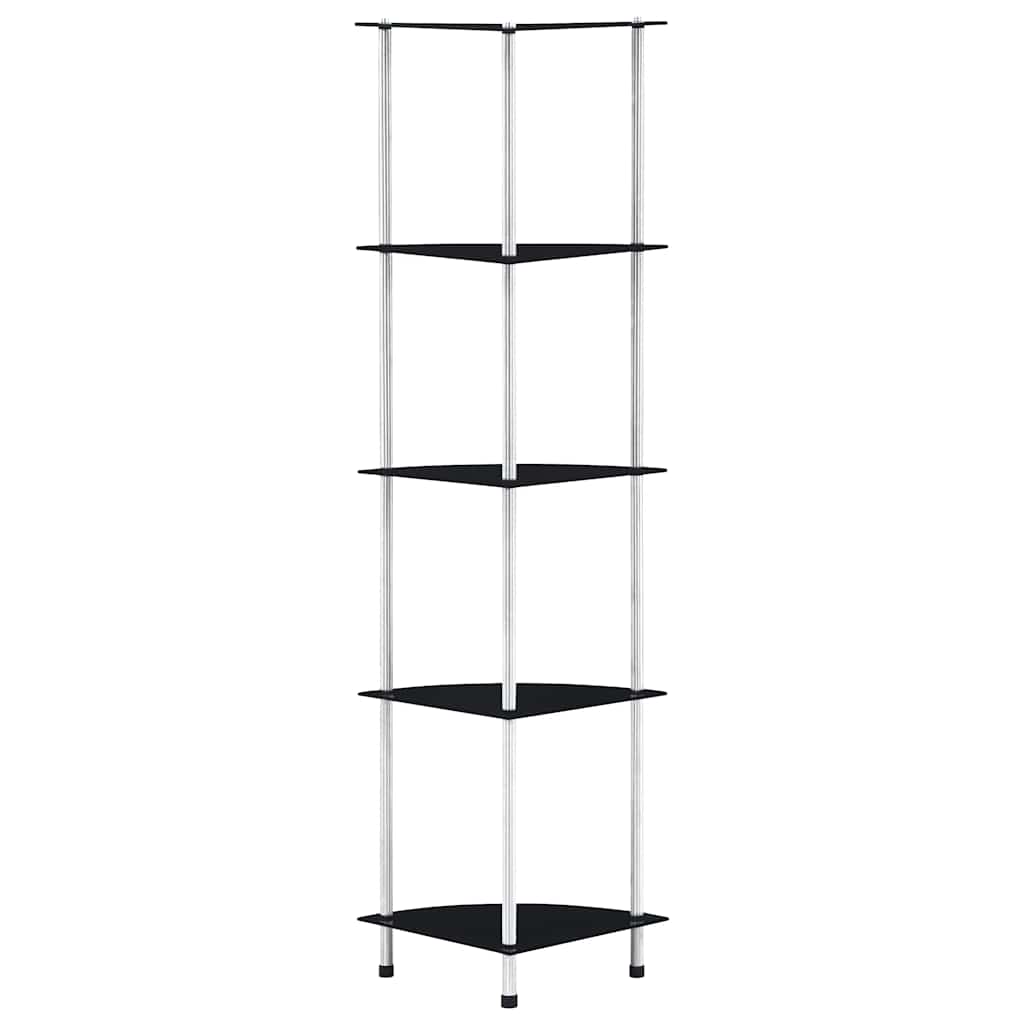 reol 5 hylder 30x30x130 cm hærdet glas sort
