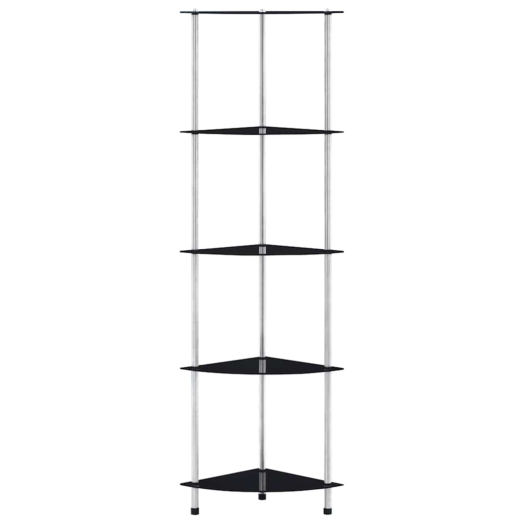 reol 5 hylder 30x30x130 cm hærdet glas sort