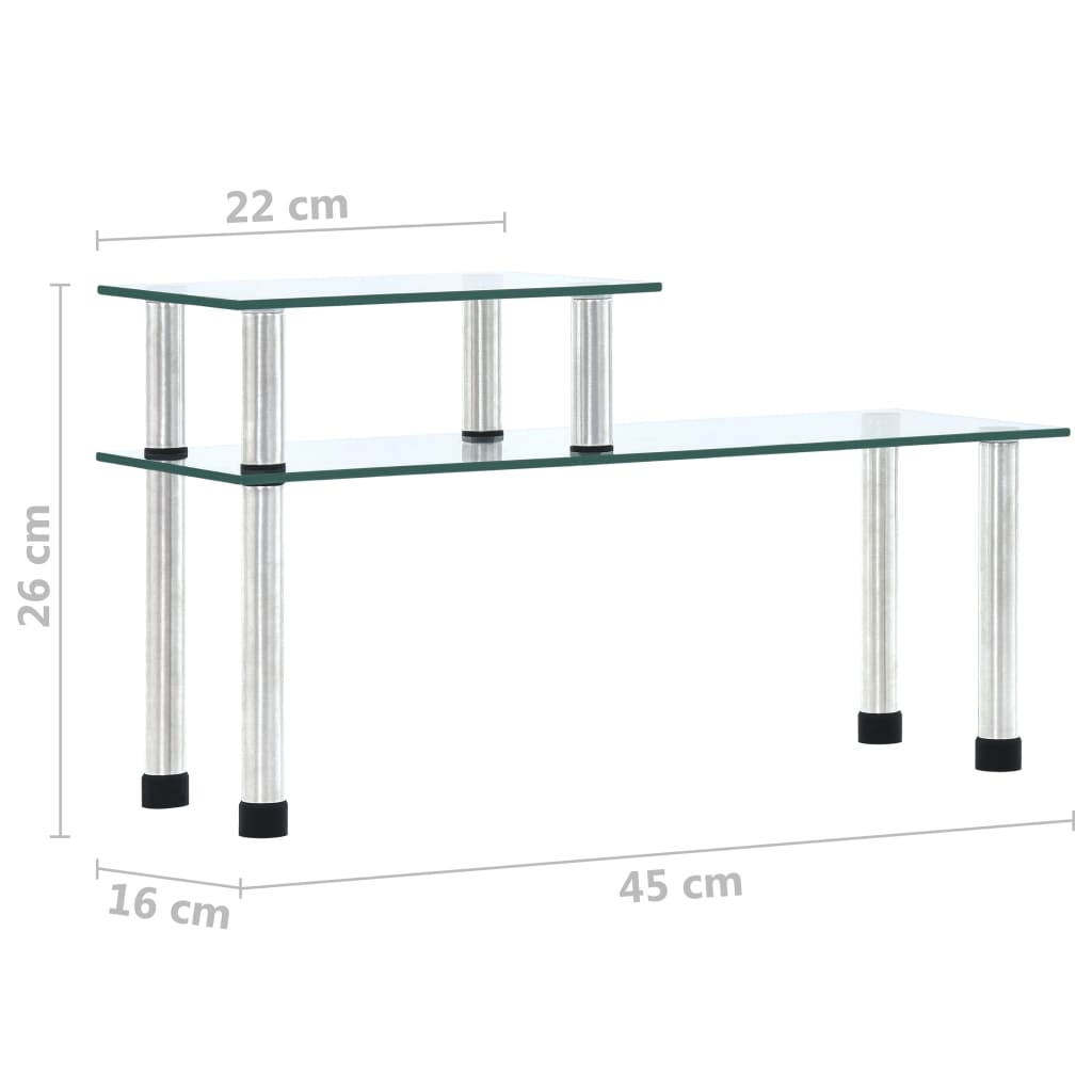 køkkenreol 45x16x26 cm hærdet glas transparent