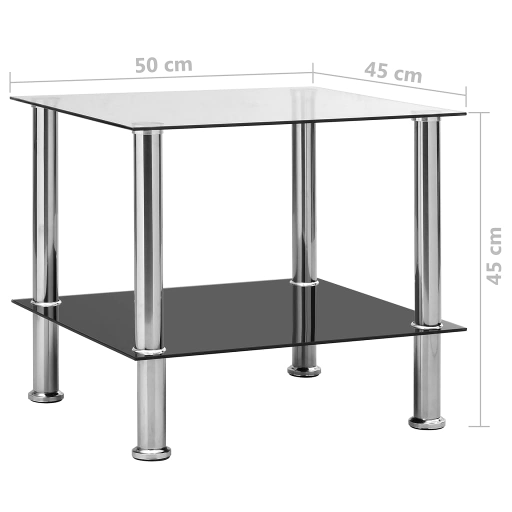 sidebord 45x50x45 cm hærdet glas transparent