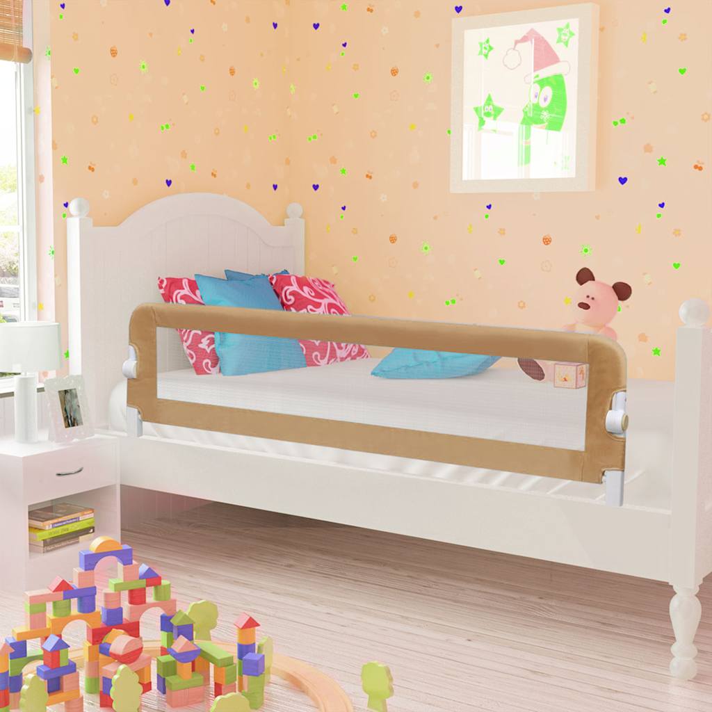 sengegelænder til barneseng 150 x 42 cm polyester gråbrun