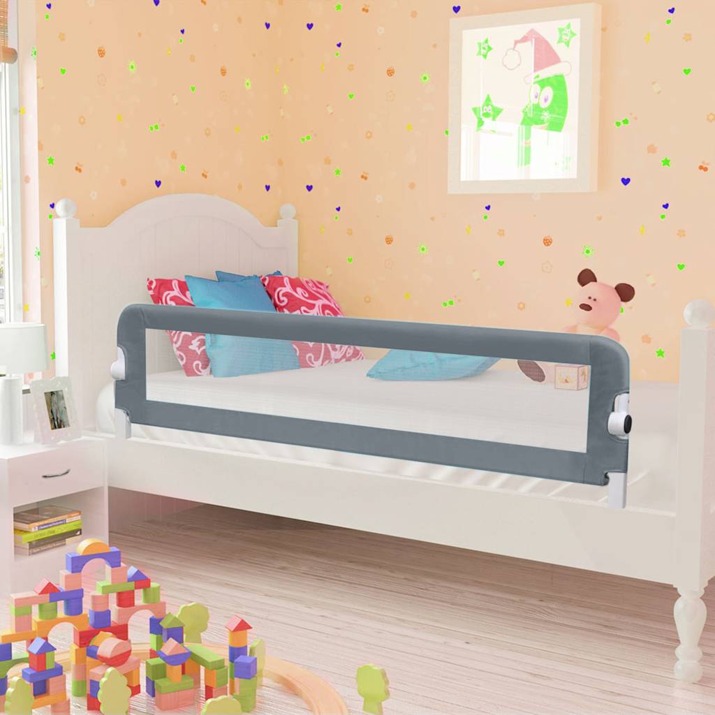 sengegelænder til barneseng 150 x 42 cm polyester grå