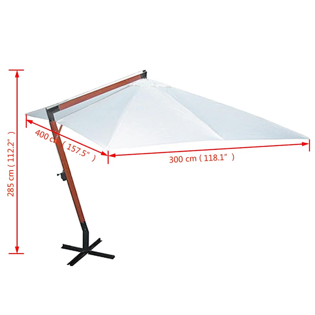 parasol 300x400 cm hvid