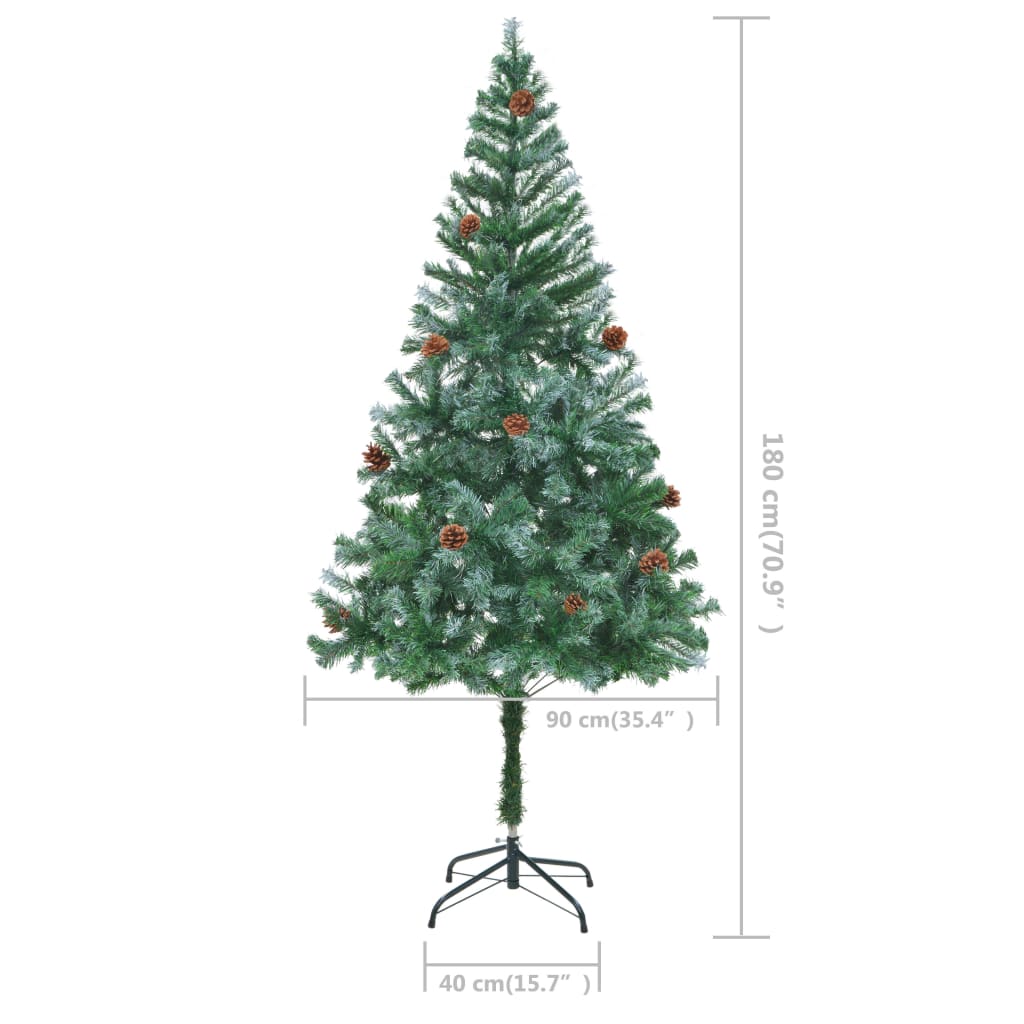 kunstigt juletræ med grankogler 180 cm