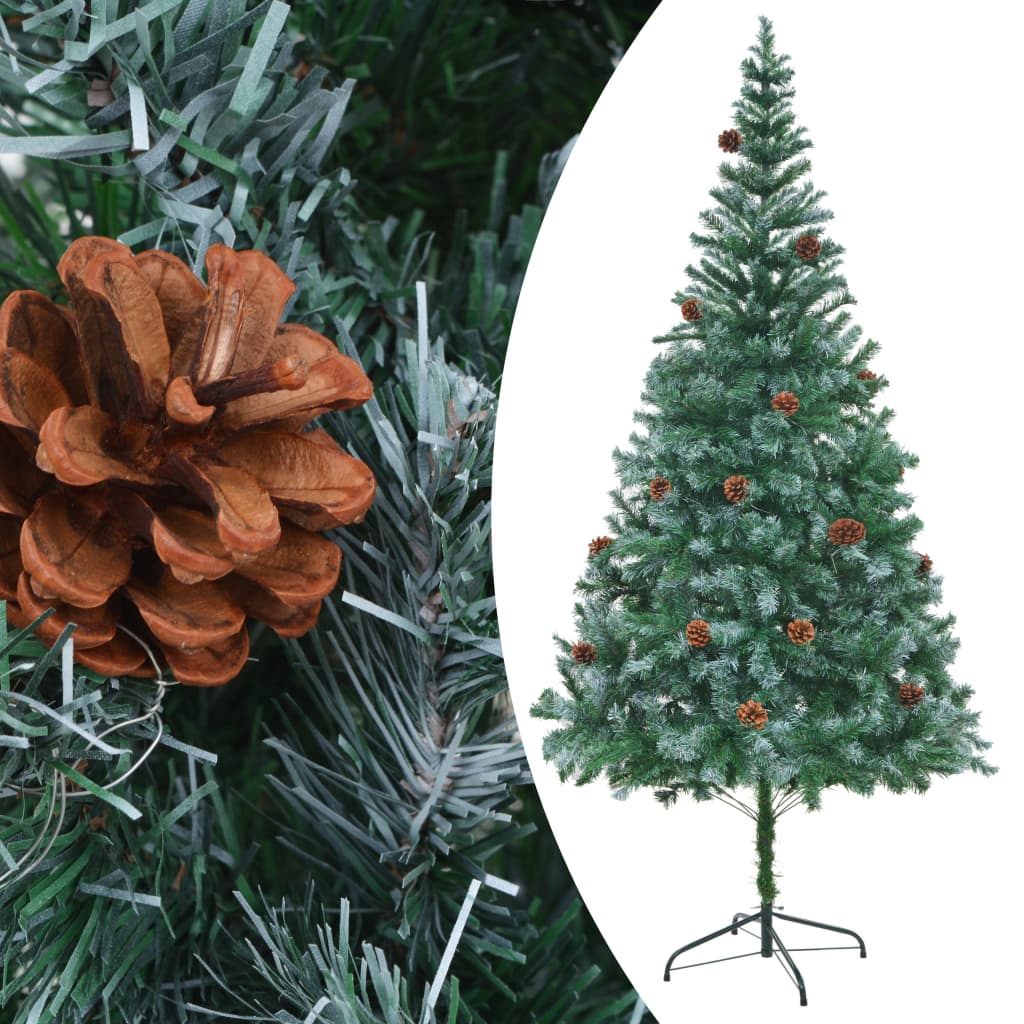 kunstigt juletræ med grankogler 210 cm