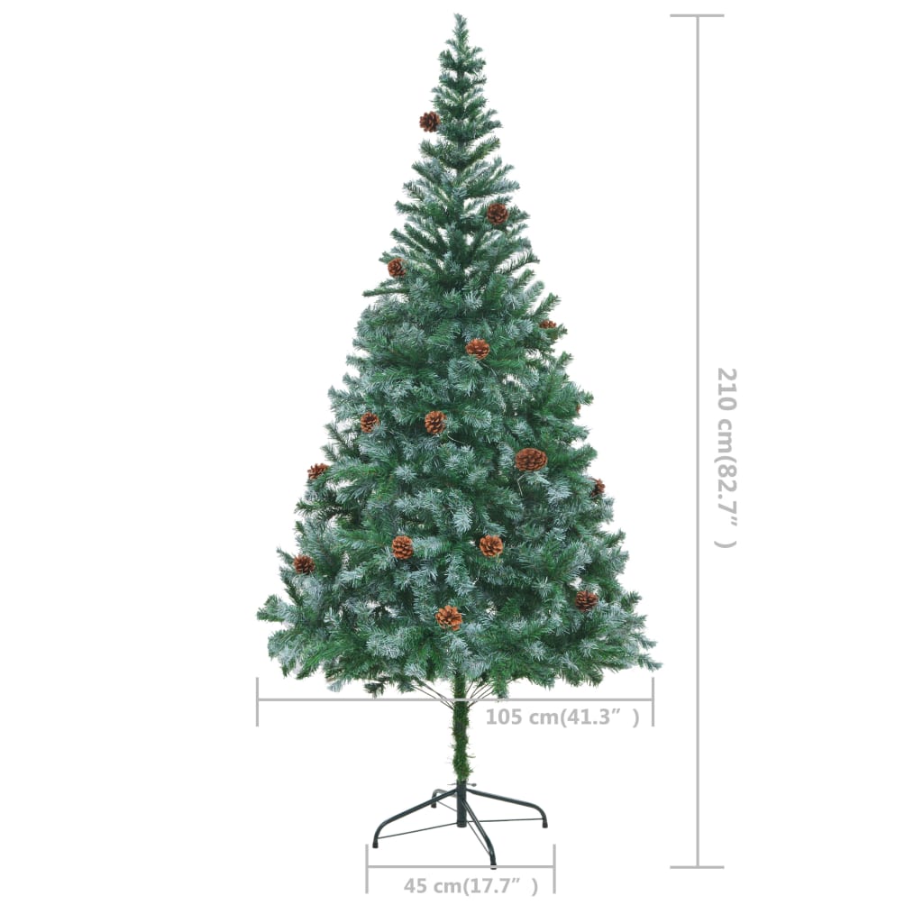 kunstigt juletræ med grankogler 210 cm