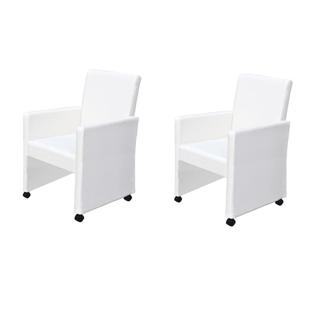 spisebordsstole 2 stk. kunstlæder hvid