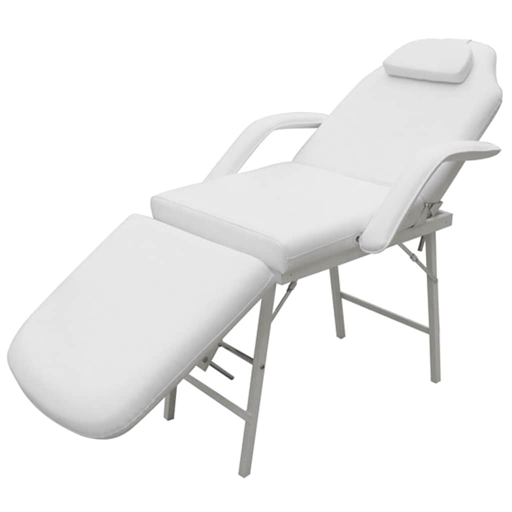 mobil ansigtsbehandlingsstol 185 x 78 x 76 cm kunstlæder hvid