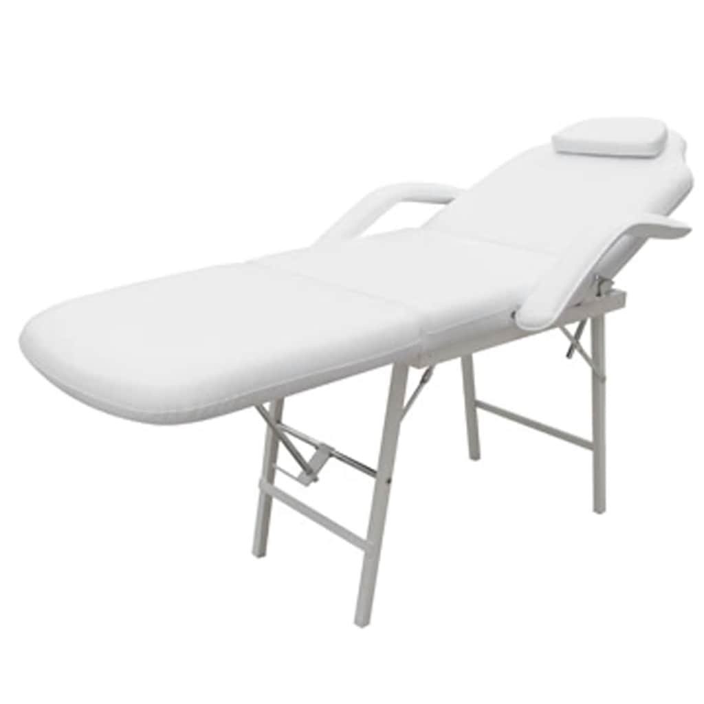 mobil ansigtsbehandlingsstol 185 x 78 x 76 cm kunstlæder hvid