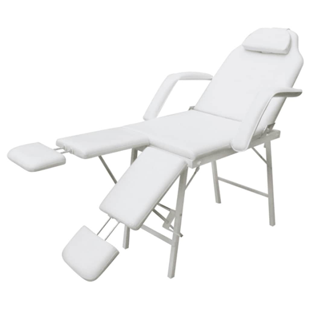 mobil ansigtsbehandlingsstol kunstlæder 185 x 78 x 76 cm hvid