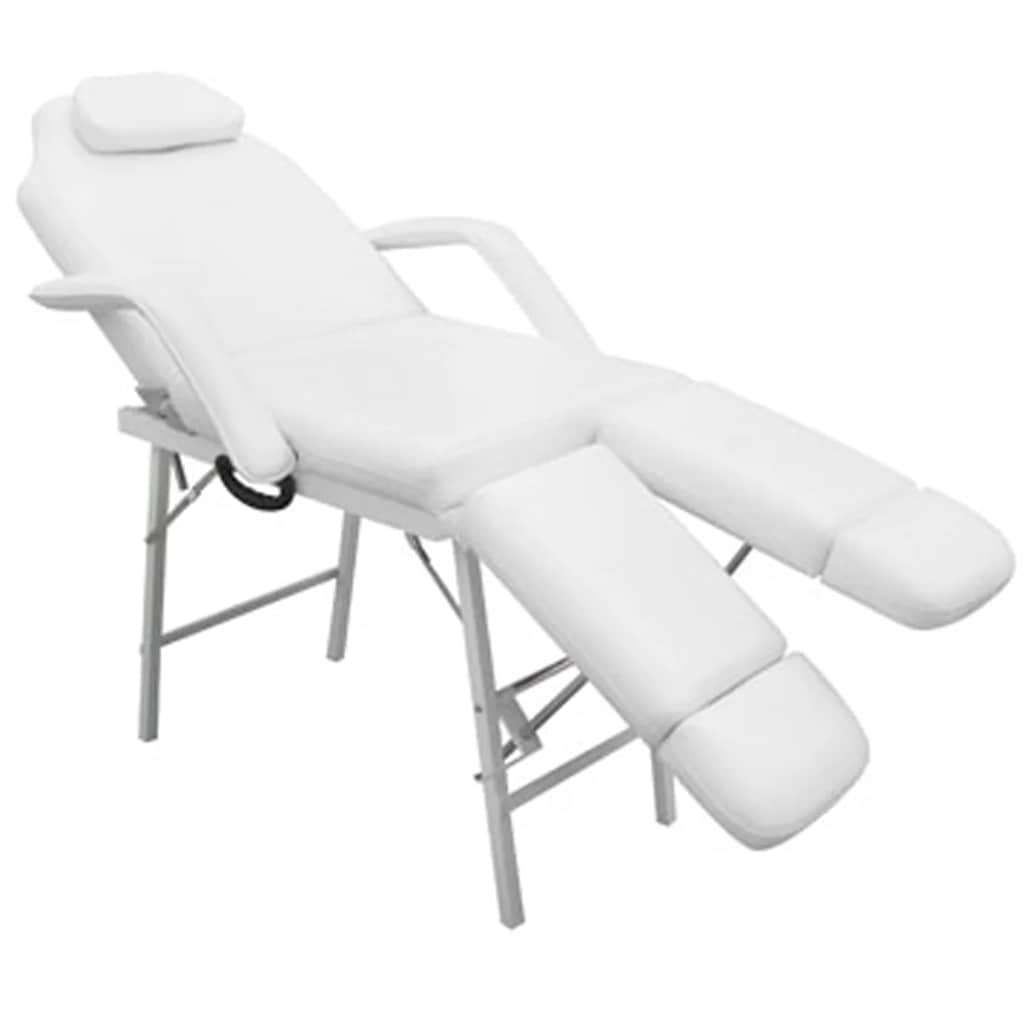 mobil ansigtsbehandlingsstol kunstlæder 185 x 78 x 76 cm hvid