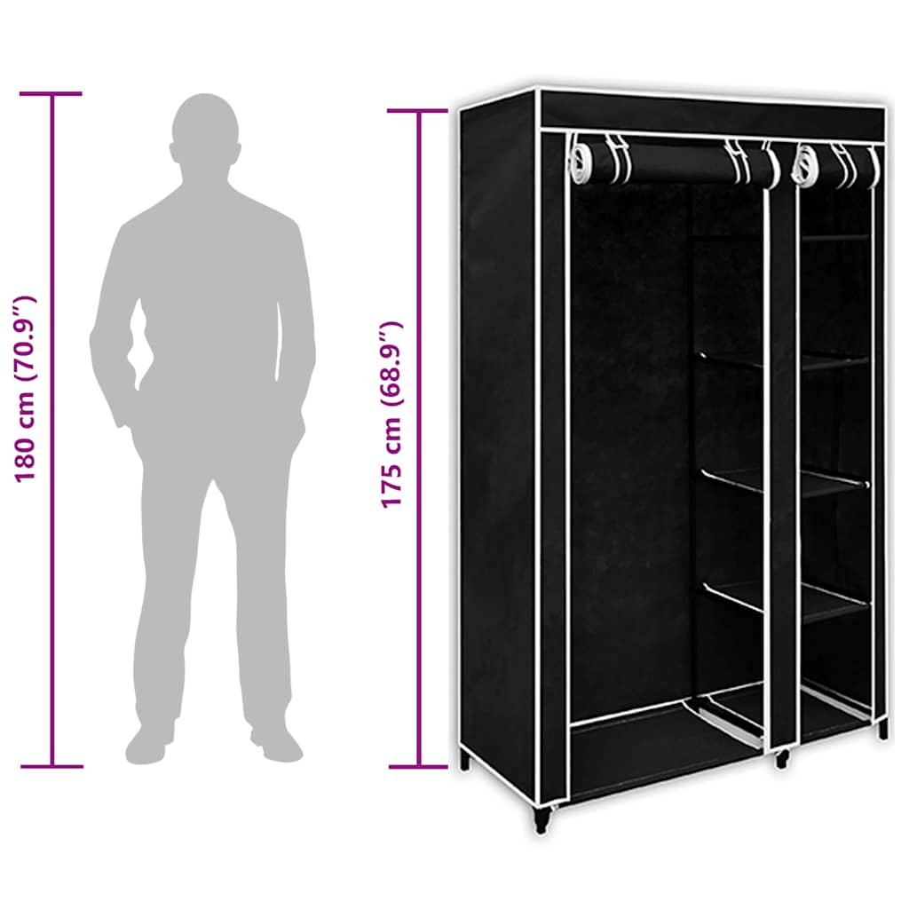 foldeklædeskab 110 x 45 x 175 cm sort