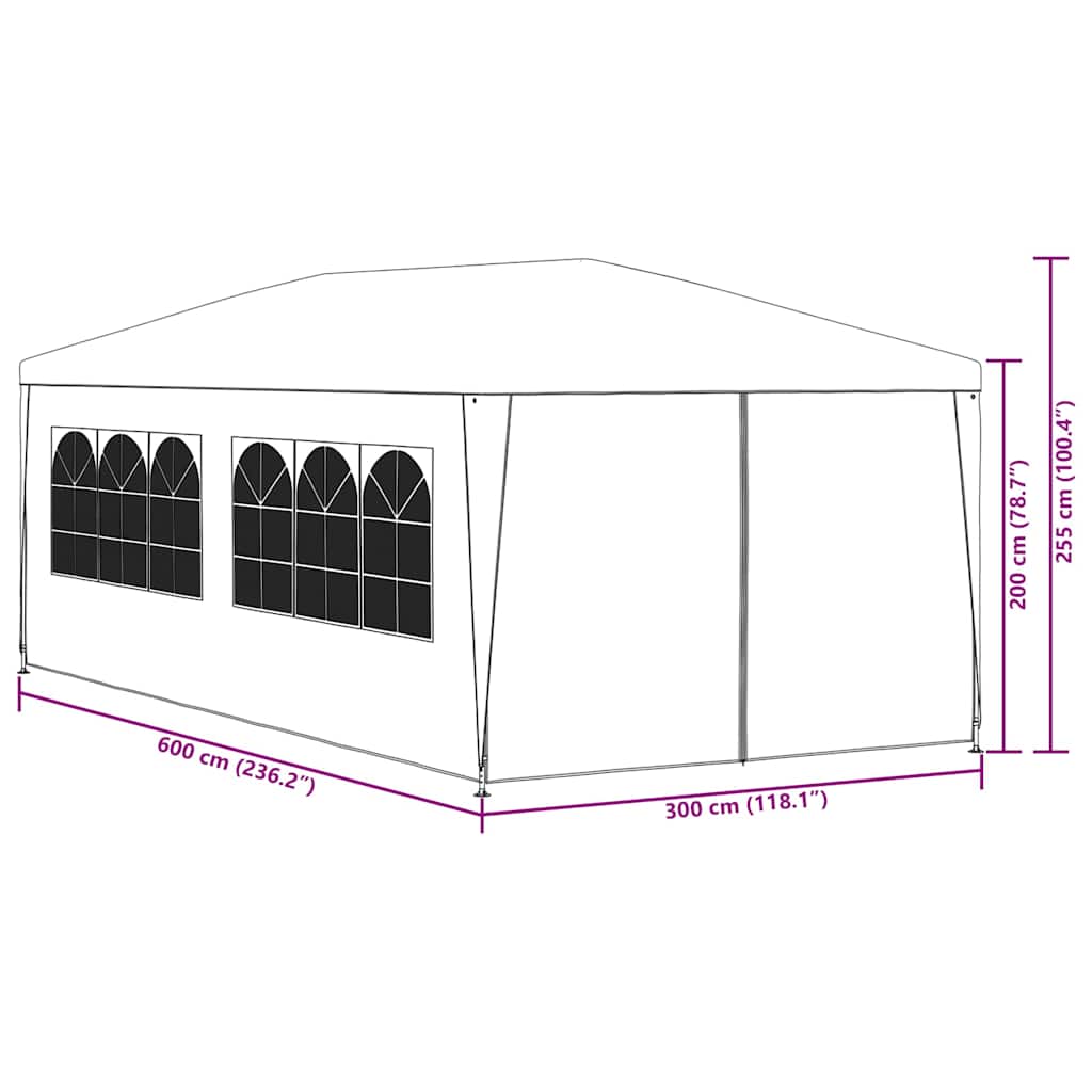 festtelt 3 x 6 m hvid