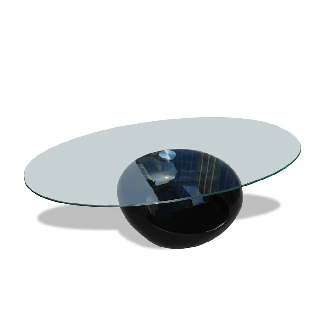 sofabord med oval bordplade i glas højglans hvid