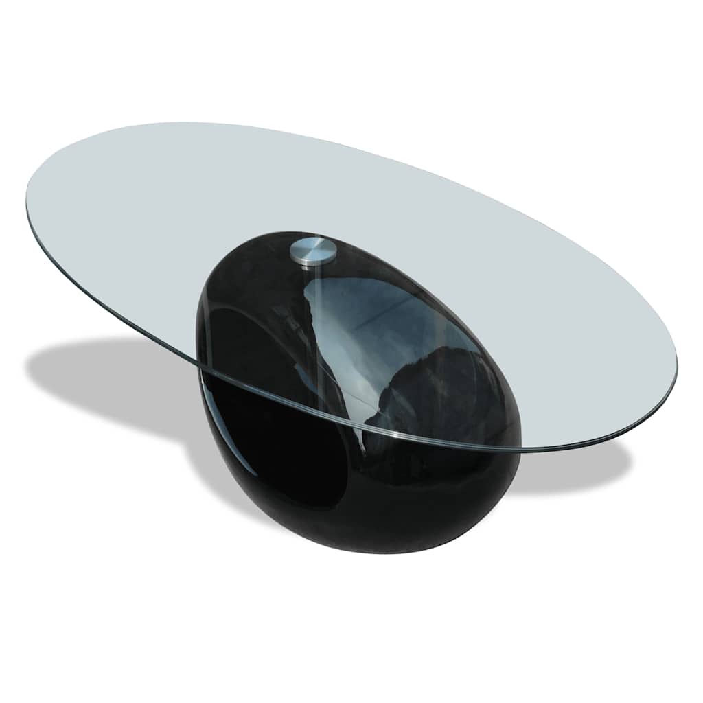 sofabord med oval bordplade i glas højglans hvid