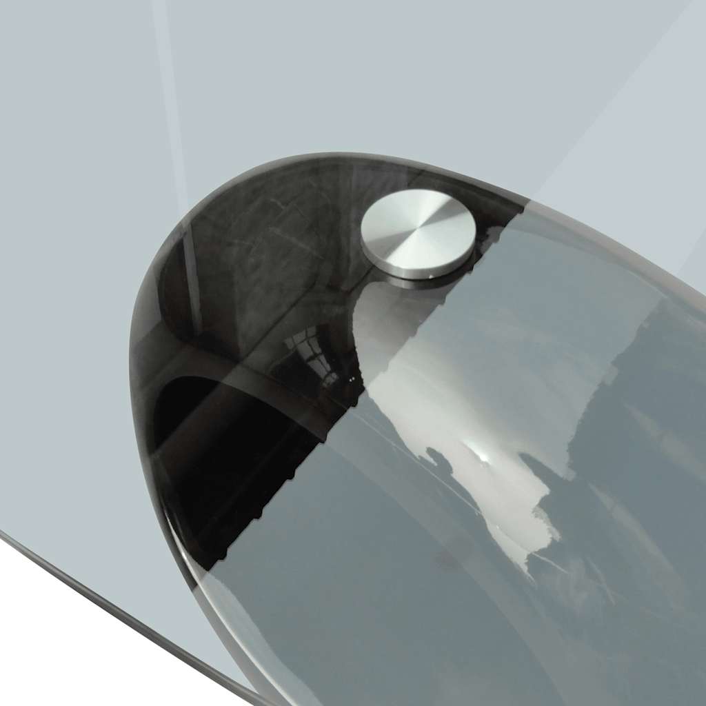 sofabord med oval bordplade i glas højglans hvid