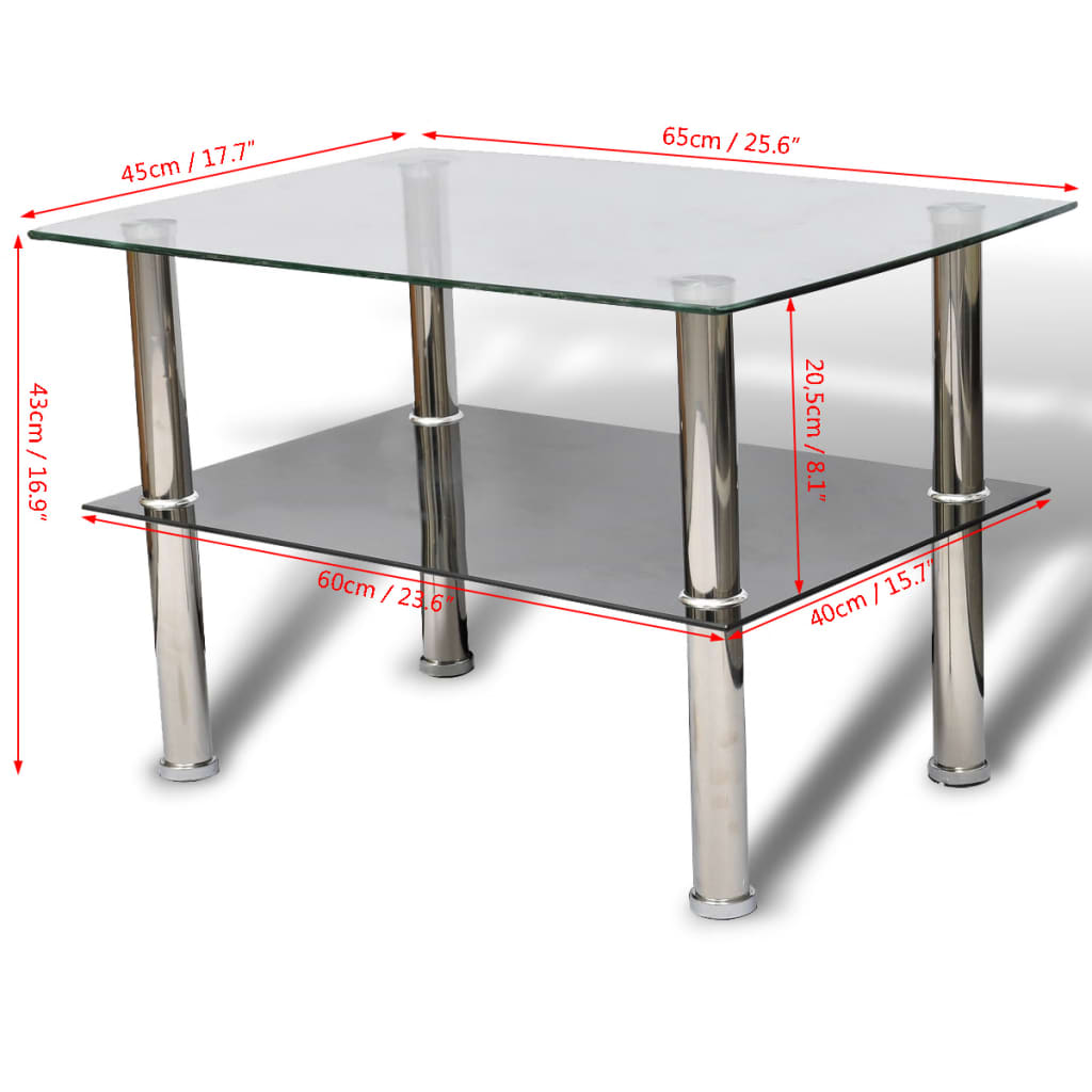 sofabord 2 niveauer glas