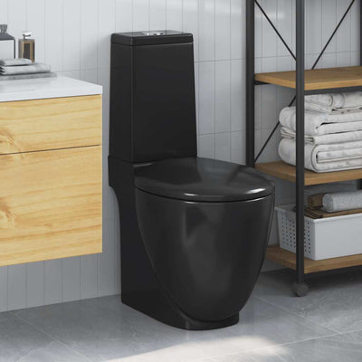 keramisk toilet med afløb bagpå sort