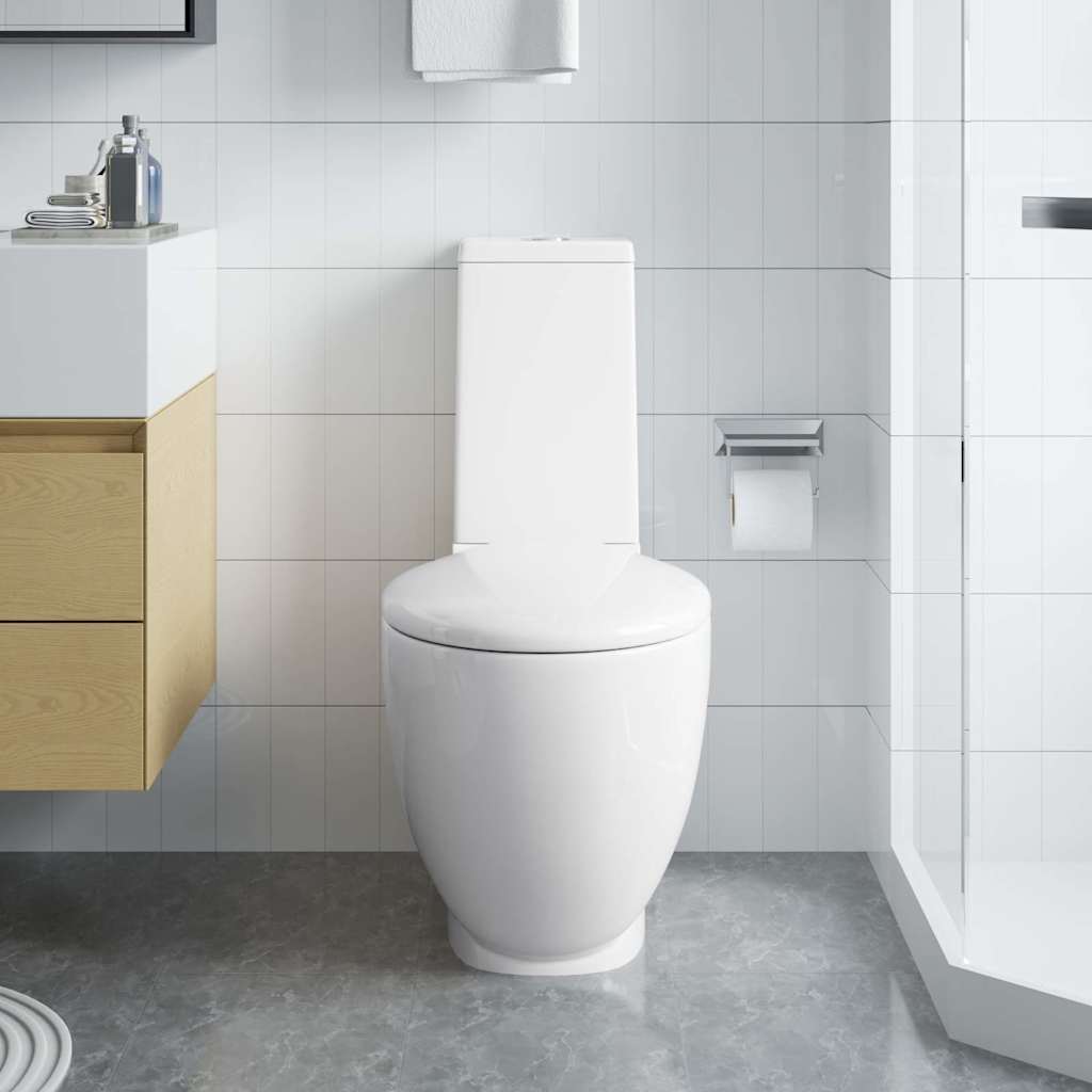 keramisk toilet med afløb bagpå hvid