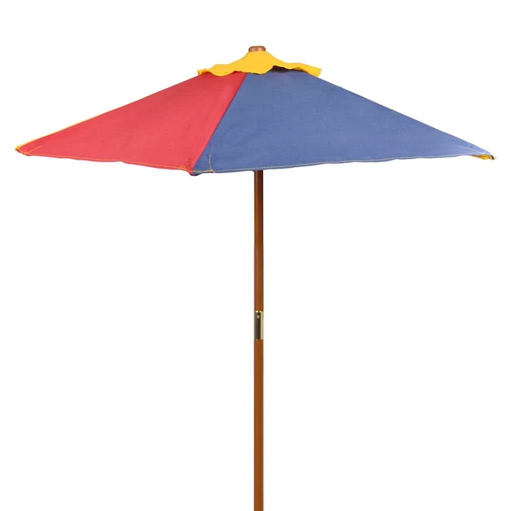 bord- og bænkesæt til børn med parasol træ flerfarvet