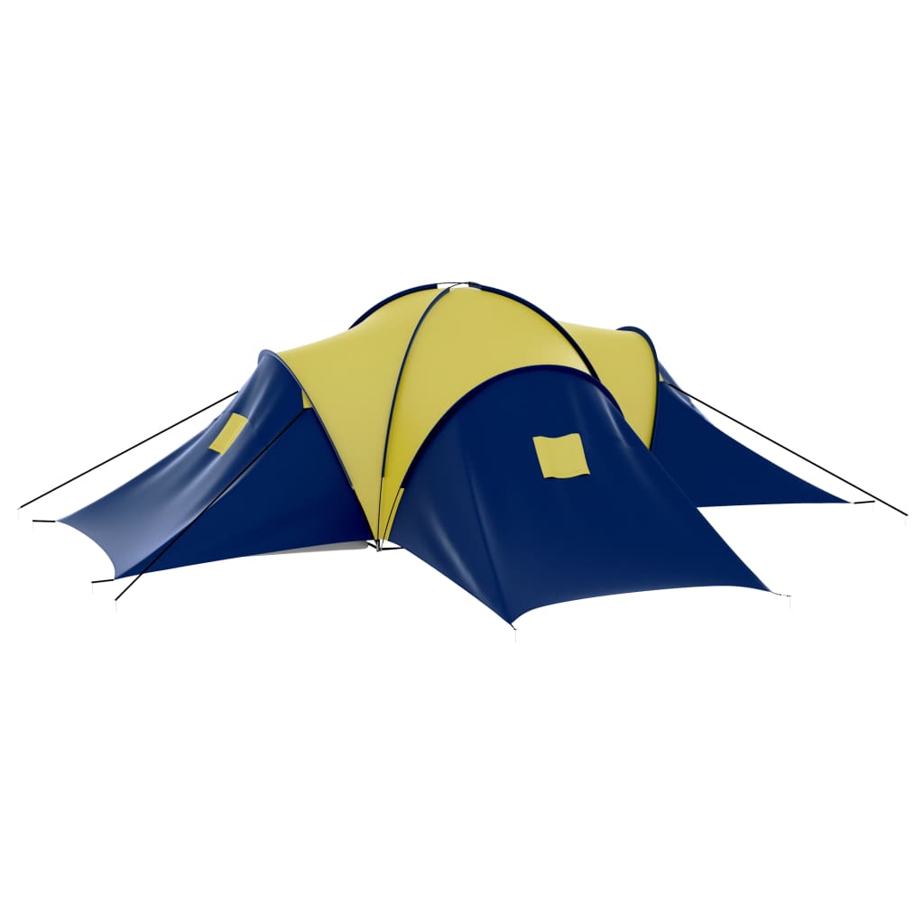 campingtelt til 9 personer stof blå og gul