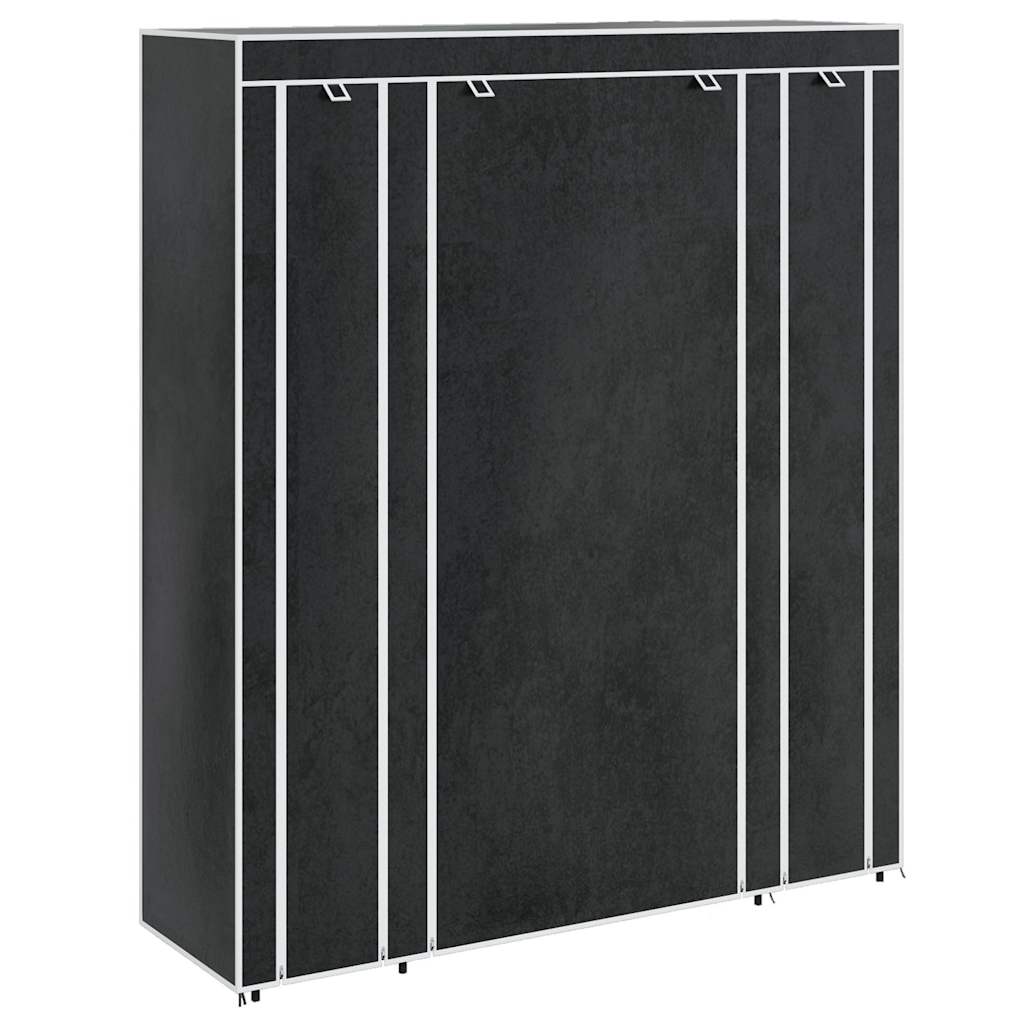 stofklædeskab med rum og stænger 45 x 150 x 176 cm sort