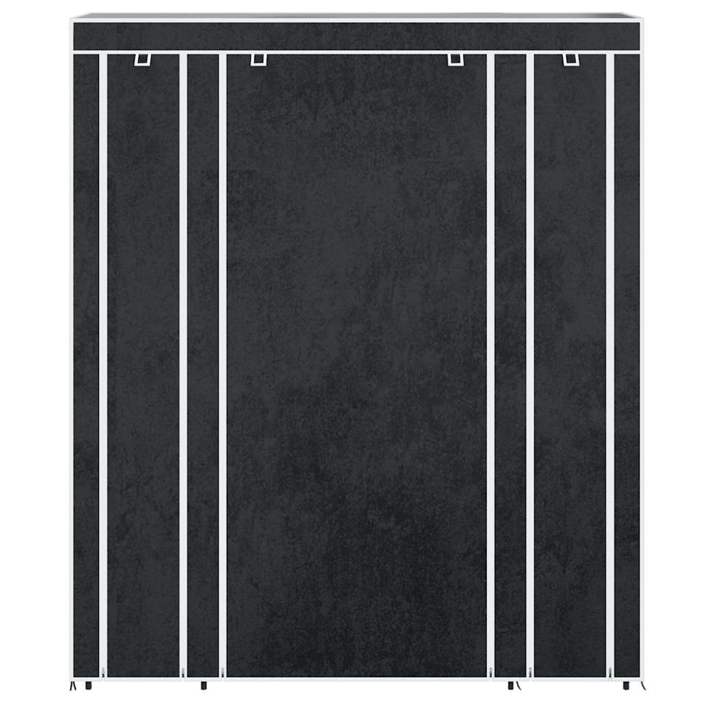 stofklædeskab med rum og stænger 45 x 150 x 176 cm sort