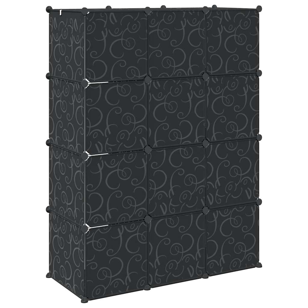 modulskab 9 rum 109x36,5x143 cm sort og hvid
