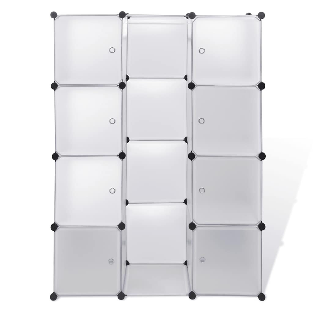modulskab med 9 rum 109x36,5x143 cm hvid